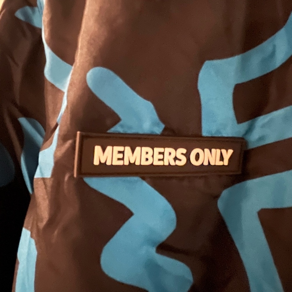 Members Only x Keith Haring Blue &  Black Patterned  Bomber Jacket sz-Large - Picture 3 of 12